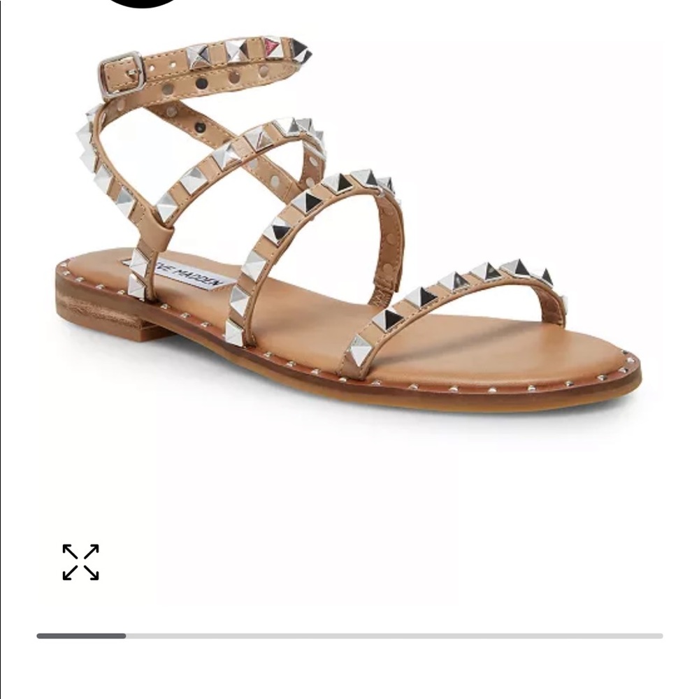 Steve Madden Travel Rock Stud Flat Tan Sandal